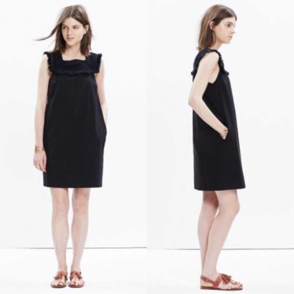 Madewell Sunbeam Fringe Crochet Collar Shift Dress